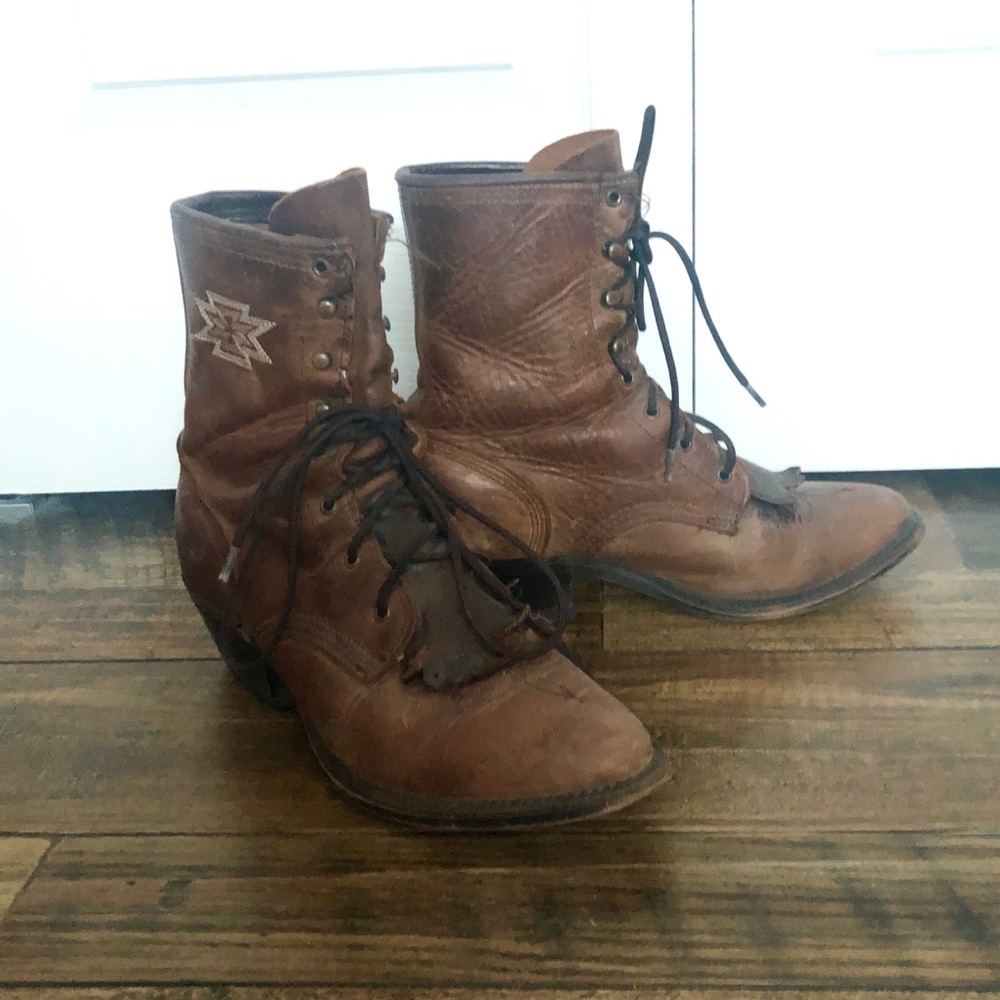 Vintage • Embroidered Leather Boots